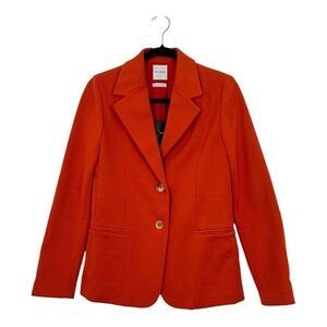 St. John Womens Size 2 Notch Collar Milano Knit Jacket In Burnt Orange